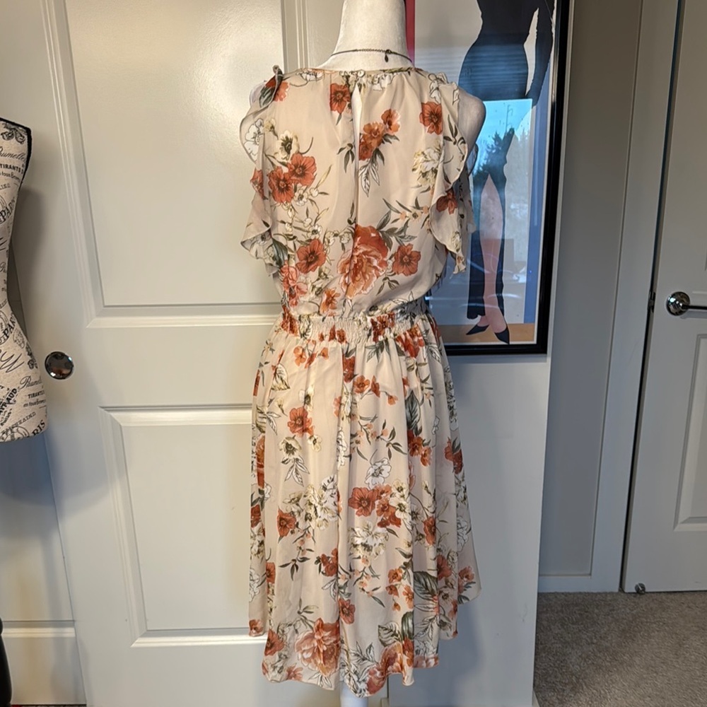 Cream Flutter Sleeve Midi Sundress For Casual Occ… - image 3